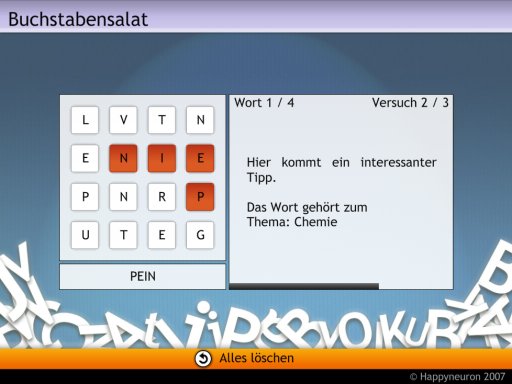 Screenshot:  Buchstabensalat