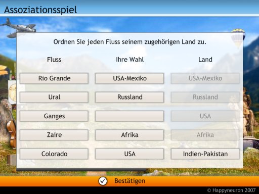 Screenshot:  Assoziationsspiel