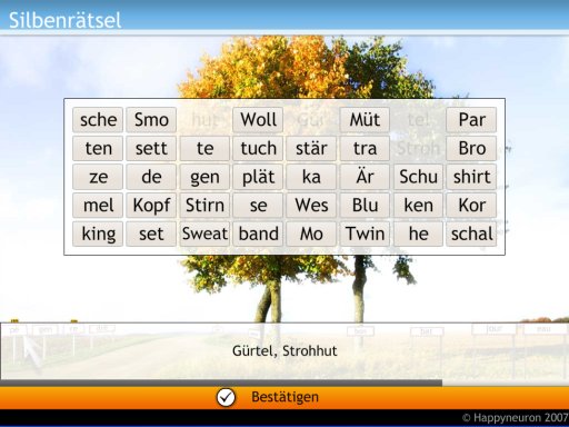 Screenshot:  Silbenrätsel