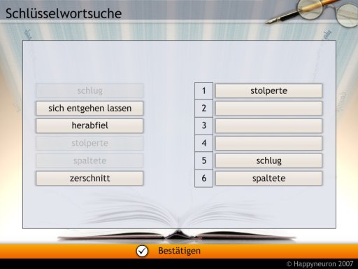 Screenshot:  Schlüsselwortsuche