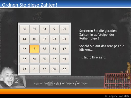 Screenshot:  Ordnen Sie diese Zahlen!