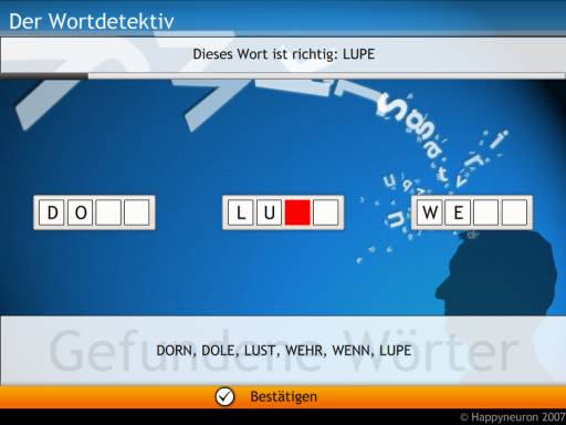 Screenshot:  Der Wortdetektiv