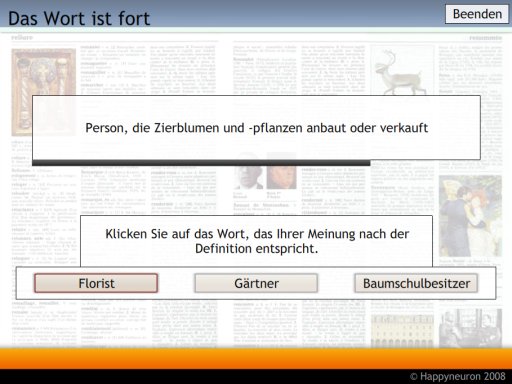 Screenshot:  Das Wort ist fort